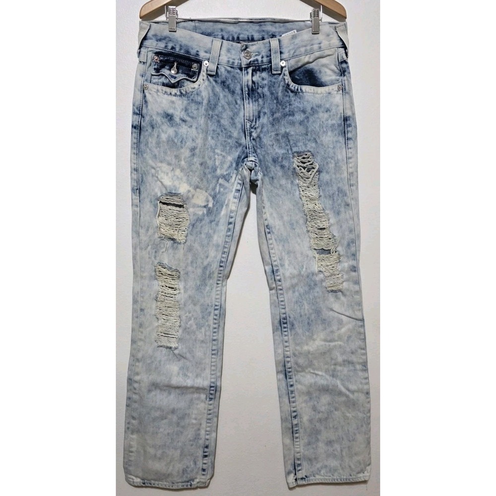 True Religion Jeans Men‎ World Tour Straight Acid Wash Flap Pocket 33x33 EUC